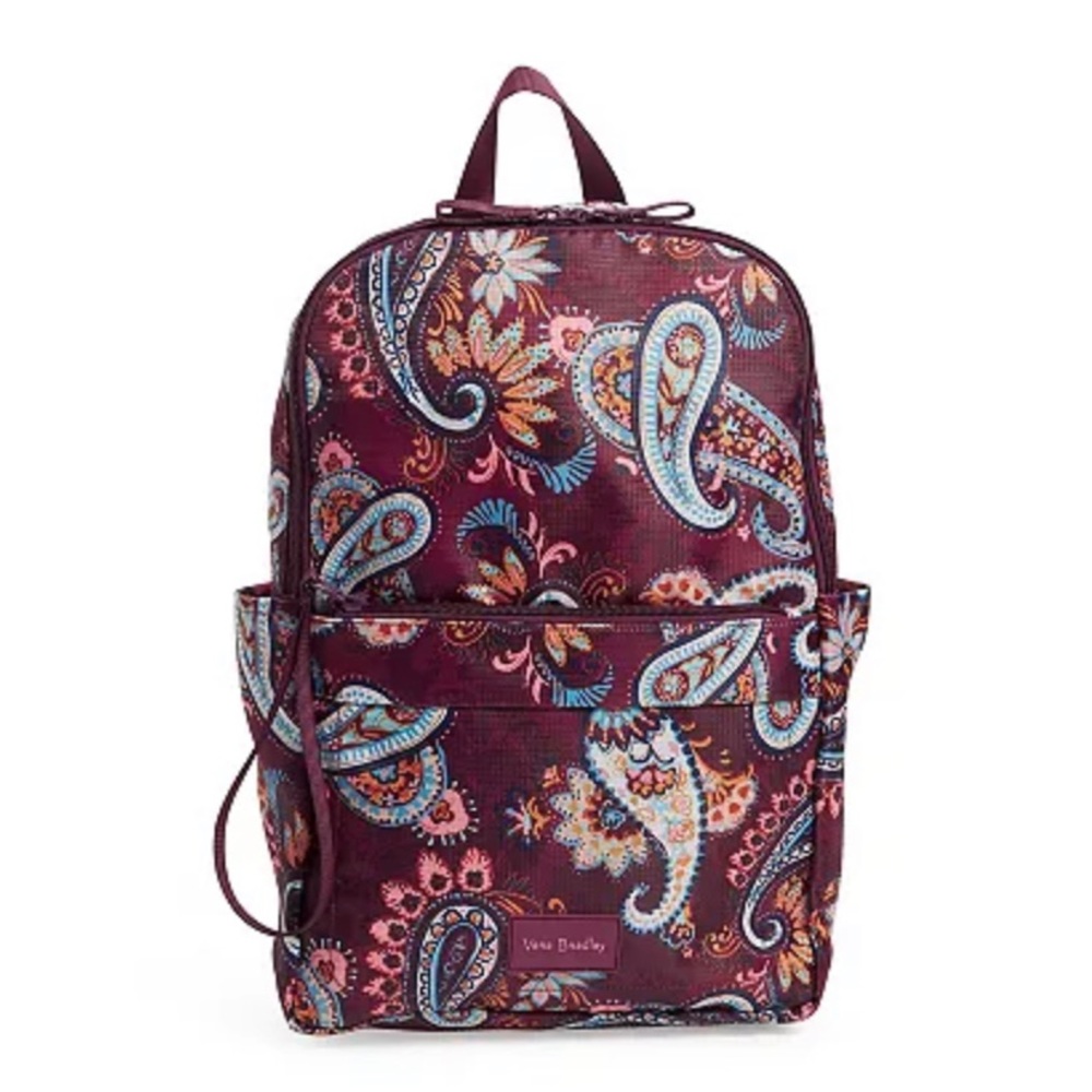NEW Vera Bradley Packable Large Campus Backpack Paisley Jamboree Red